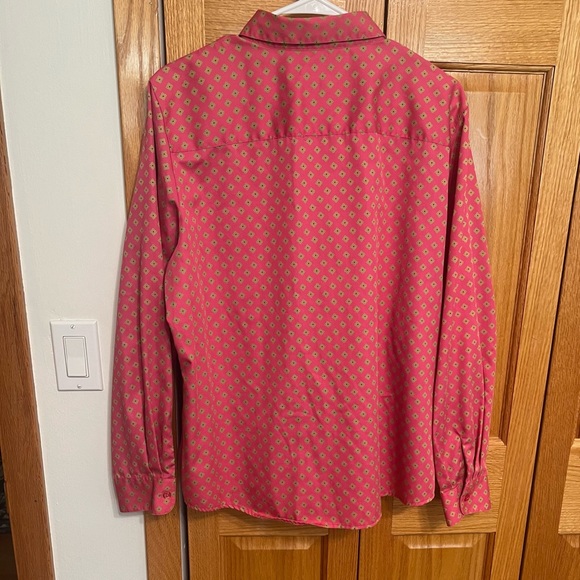 Pink and khaki print blouse from Foxcroft. Size XL. Long sleeve. Wrinkle… - Picture 2 of 9